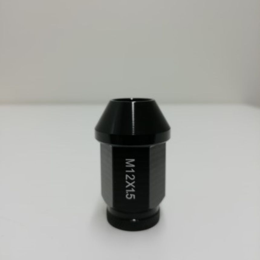 Alumiinimutterisarja musta 1,5mm nousu, 12mm, 20 kpl