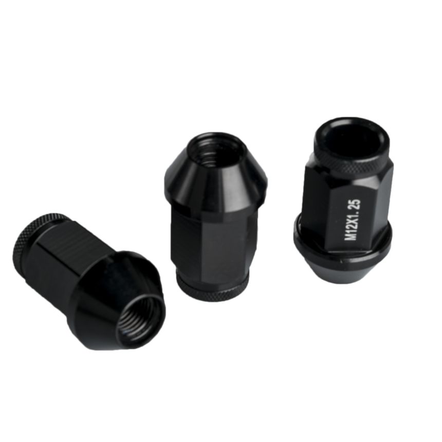 Alumiinimutterisarja musta 1,25mm nousu, 12mm, 16 kpl