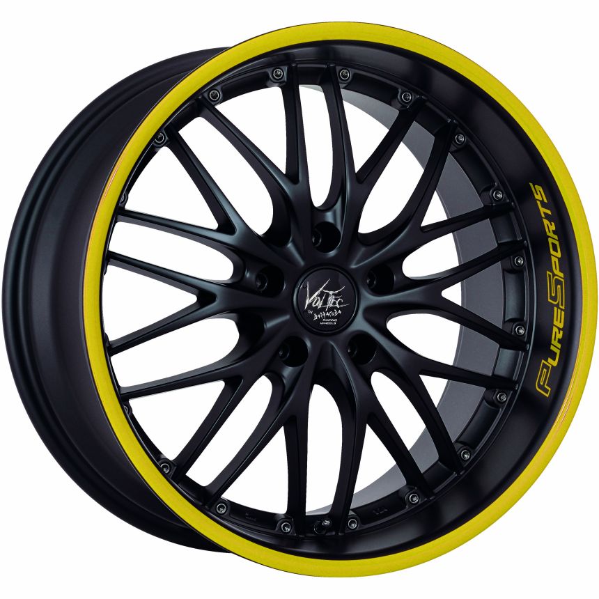 VOLTEC T6 Mattblack Puresports / Color Trim gelb 8.5x19